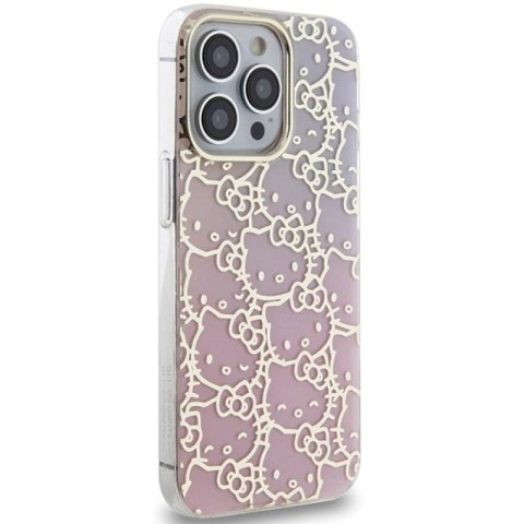 Etui Hello Kitty IML Gradient Electrop Crowded Kitty Head na iPhone 14 Pro - różowe Hello Kitty