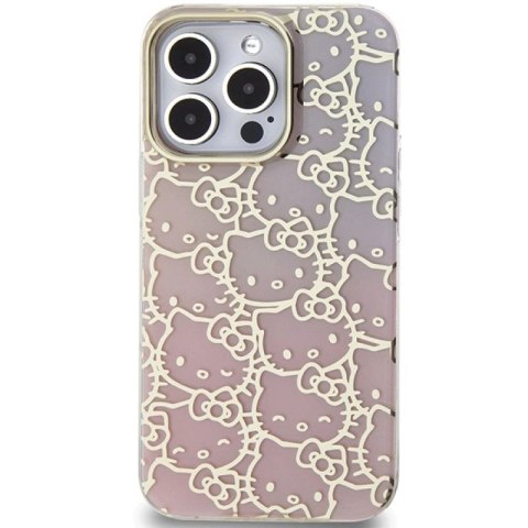 Etui Hello Kitty IML Gradient Electrop Crowded Kitty Head na iPhone 15 Pro Max - różowe Hello Kitty