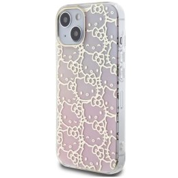 Etui Hello Kitty IML Gradient Electrop Crowded Kitty Head na iPhone 15 - różowe Hello Kitty