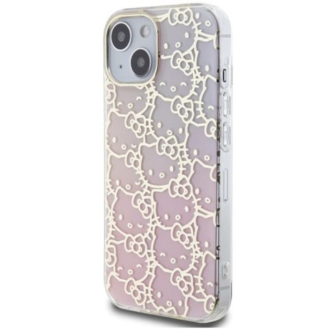 Etui Hello Kitty IML Gradient Electrop Crowded Kitty Head na iPhone 15 - różowe Hello Kitty