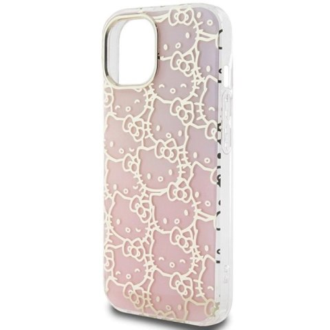 Etui Hello Kitty IML Gradient Electrop Crowded Kitty Head na iPhone 15 - różowe Hello Kitty