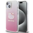 Etui Hello Kitty IML Gradient Electrop Kitty Head na iPhone 15 - różowe Hello Kitty