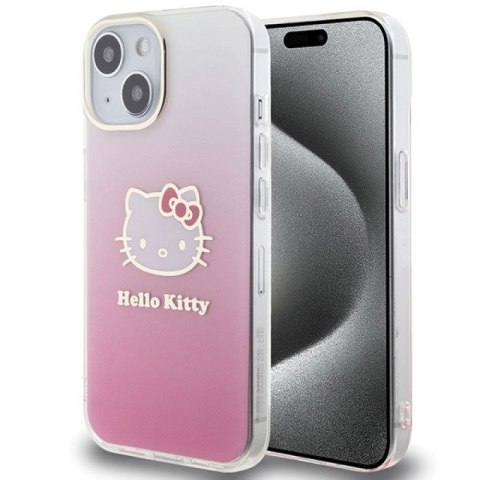 Etui Hello Kitty IML Gradient Electrop Kitty Head na iPhone 15 - różowe Hello Kitty