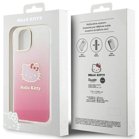 Etui Hello Kitty IML Gradient Electrop Kitty Head na iPhone 15 - różowe Hello Kitty