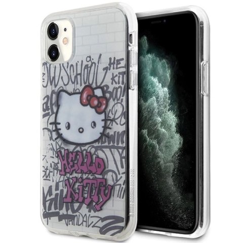 Etui Hello Kitty IML Kitty On Bricks Graffiti na iPhone 11 / Xr - białe Hello Kitty