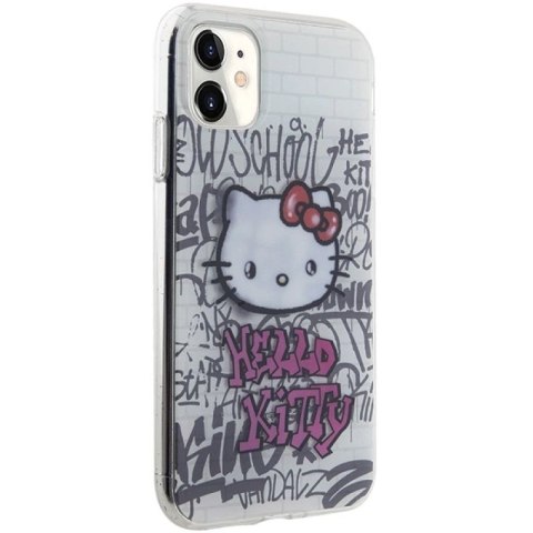 Etui Hello Kitty IML Kitty On Bricks Graffiti na iPhone 11 / Xr - białe Hello Kitty