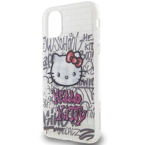 Etui Hello Kitty IML Kitty On Bricks Graffiti na iPhone 11 / Xr - białe Hello Kitty