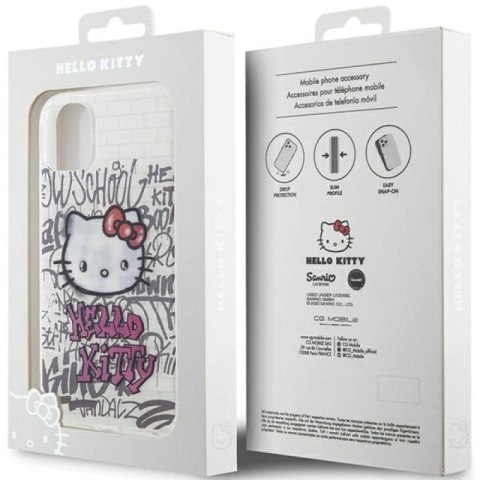 Etui Hello Kitty IML Kitty On Bricks Graffiti na iPhone 11 / Xr - białe Hello Kitty