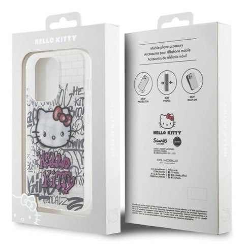 Etui Hello Kitty IML Kitty On Bricks Graffiti na iPhone 14 Pro - białe Hello Kitty