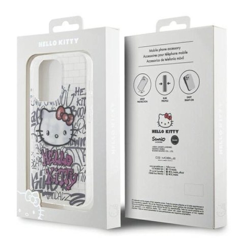 Etui Hello Kitty IML Kitty On Bricks Graffiti na iPhone 15 Pro Max - białe Hello Kitty