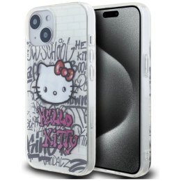 Etui Hello Kitty IML Kitty On Bricks Graffiti na iPhone 15 - białe Hello Kitty