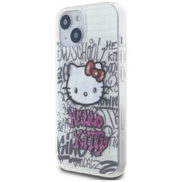 Etui Hello Kitty IML Kitty On Bricks Graffiti na iPhone 15 - białe Hello Kitty