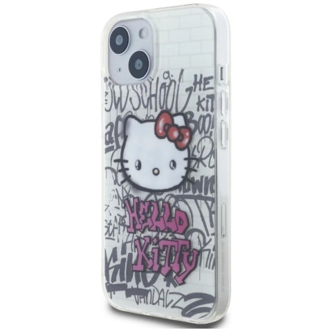 Etui Hello Kitty IML Kitty On Bricks Graffiti na iPhone 15 - białe Hello Kitty