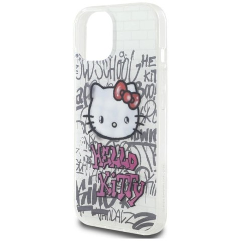 Etui Hello Kitty IML Kitty On Bricks Graffiti na iPhone 15 - białe Hello Kitty