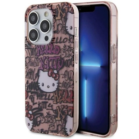 Etui Hello Kitty IML Tags Graffiti na iPhone 13 Pro Max - różowe Hello Kitty