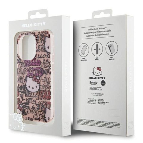 Etui Hello Kitty IML Tags Graffiti na iPhone 13 Pro Max - różowe Hello Kitty
