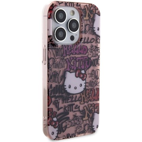 Etui Hello Kitty IML Tags Graffiti na iPhone 15 Pro Max - różowe Hello Kitty