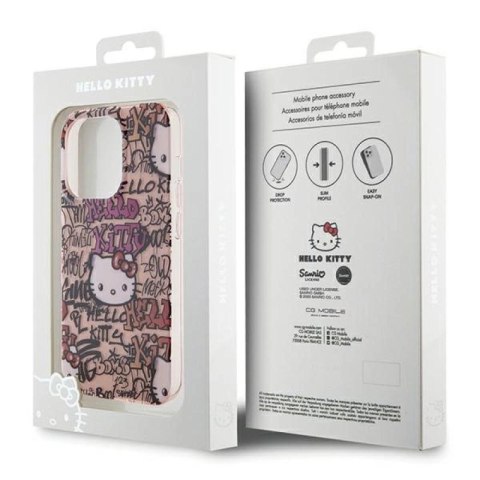 Etui Hello Kitty IML Tags Graffiti na iPhone 15 Pro Max - różowe Hello Kitty