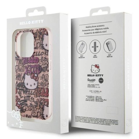 Etui Hello Kitty IML Tags Graffiti na iPhone 15 Pro - różowe Hello Kitty