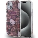 Etui Hello Kitty IML Tags Graffiti na iPhone 15 - różowe Hello Kitty