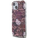 Etui Hello Kitty IML Tags Graffiti na iPhone 15 - różowe Hello Kitty
