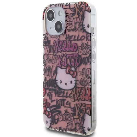 Etui Hello Kitty IML Tags Graffiti na iPhone 15 - różowe Hello Kitty