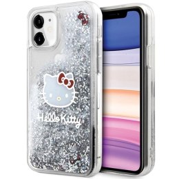 Etui Hello Kitty Liquid Glitter Charms Kitty Head na iPhone 11 / Xr - srebrne Hello Kitty