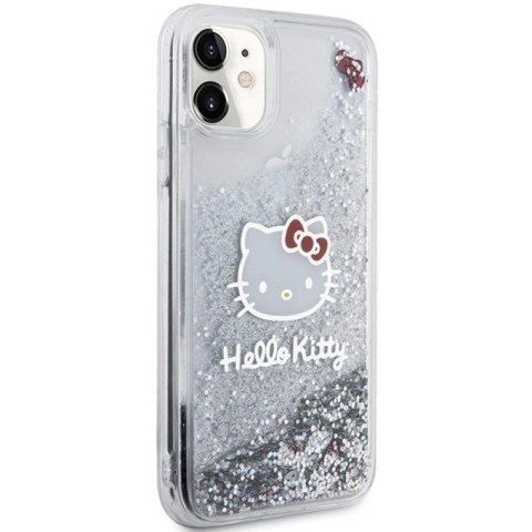 Etui Hello Kitty Liquid Glitter Charms Kitty Head na iPhone 11 / Xr - srebrne Hello Kitty