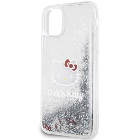 Etui Hello Kitty Liquid Glitter Charms Kitty Head na iPhone 11 / Xr - srebrne Hello Kitty