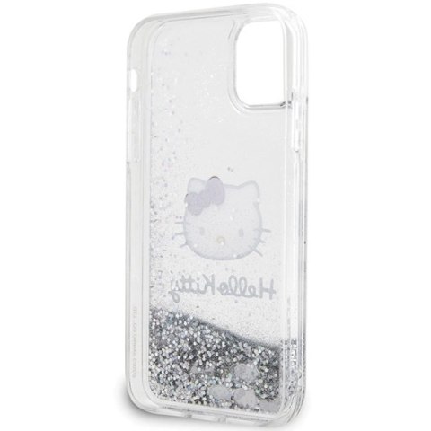 Etui Hello Kitty Liquid Glitter Charms Kitty Head na iPhone 11 / Xr - srebrne Hello Kitty