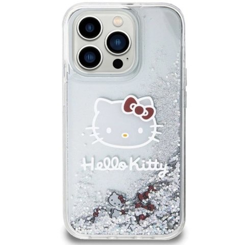Etui Hello Kitty Liquid Glitter Charms Kitty Head na iPhone 13 Pro / 13 - srebrne Hello Kitty