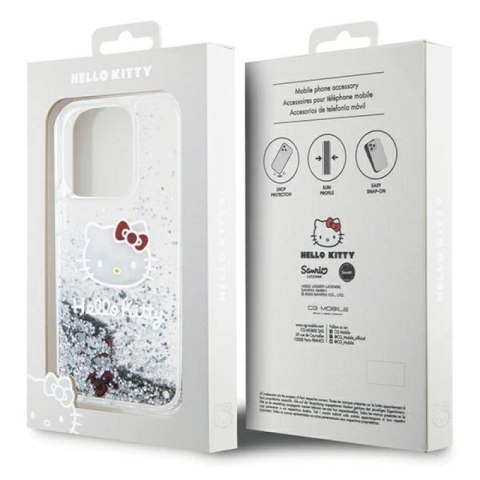 Etui Hello Kitty Liquid Glitter Charms Kitty Head na iPhone 13 Pro / 13 - srebrne Hello Kitty
