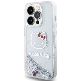 Etui Hello Kitty Liquid Glitter Charms Kitty Head na iPhone 14 Pro - srebrne Hello Kitty