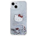 Etui Hello Kitty Liquid Glitter Charms Kitty Head na iPhone 15 - srebrne Hello Kitty