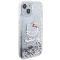 Etui Hello Kitty Liquid Glitter Charms Kitty Head na iPhone 15 - srebrne Hello Kitty