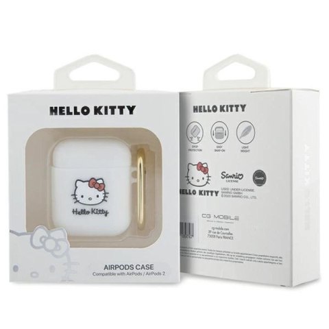 Etui Hello Kitty Silicone 3D Kitty Head na AirPods 1/2 - białe Hello Kitty