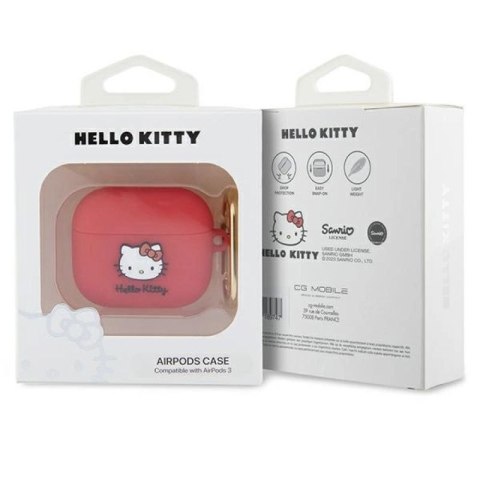 Etui Hello Kitty Silicone 3D Kitty Head na AirPods 3 - fuksjowe Hello Kitty