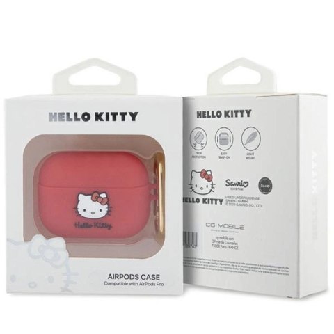 Etui Hello Kitty Silicone 3D Kitty Head na AirPods Pro - fuksjowe Hello Kitty