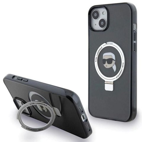 Etui Karl Lagerfeld Ring Stand Karl Head MagSafe na iPhone 15 Plus / 14 Plus - czarne Karl Lagerfeld