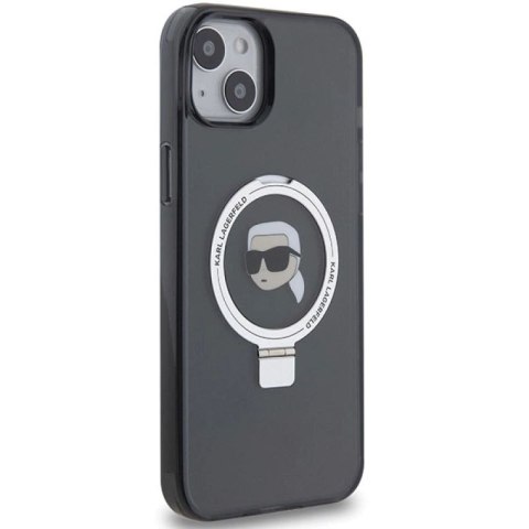 Etui Karl Lagerfeld Ring Stand Karl Head MagSafe na iPhone 15 Plus / 14 Plus - czarne Karl Lagerfeld