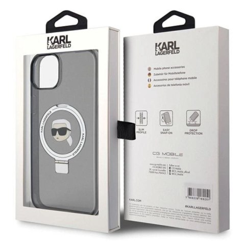 Etui Karl Lagerfeld Ring Stand Karl Head MagSafe na iPhone 15 Plus / 14 Plus - czarne Karl Lagerfeld