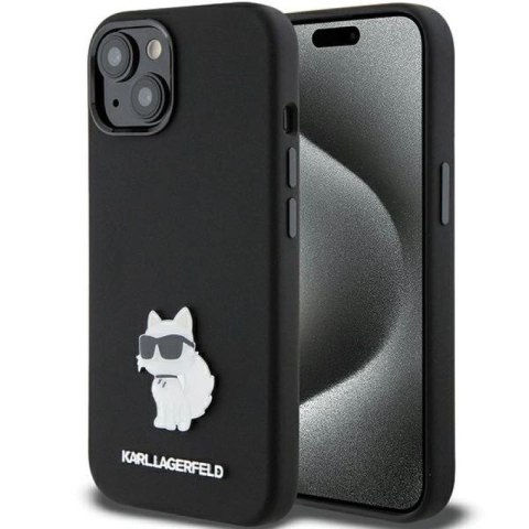 Etui Karl Lagerfeld Silicone Choupette Metal Pin na iPhone 15 Plus / 14 Plus - czarne Karl Lagerfeld