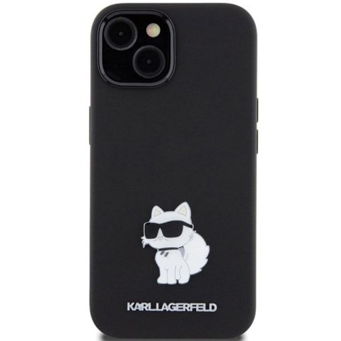 Etui Karl Lagerfeld Silicone Choupette Metal Pin na iPhone 15 Plus / 14 Plus - czarne Karl Lagerfeld