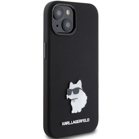 Etui Karl Lagerfeld Silicone Choupette Metal Pin na iPhone 15 Plus / 14 Plus - czarne Karl Lagerfeld