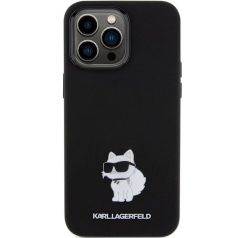 Etui Karl Lagerfeld Silicone Choupette Metal Pin na iPhone 15 Pro - czarne Karl Lagerfeld