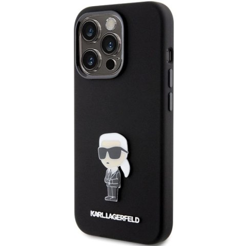 Etui Karl Lagerfeld Silicone Ikonik Metal Pin na iPhone 15 Pro - czarne Karl Lagerfeld