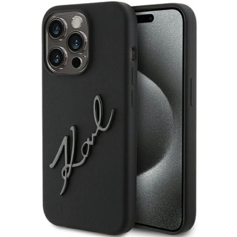 Etui Karl Lagerfeld Silicone Karl Script na iPhone 15 Pro - czarne Karl Lagerfeld