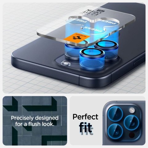 Osłona aparatu Spigen Optik.tR EZ Fit Camera Protector na iPhone 14 Pro / Pro Max / 15 Pro / Pro Max - tytan błękitny 2 szt. Spigen