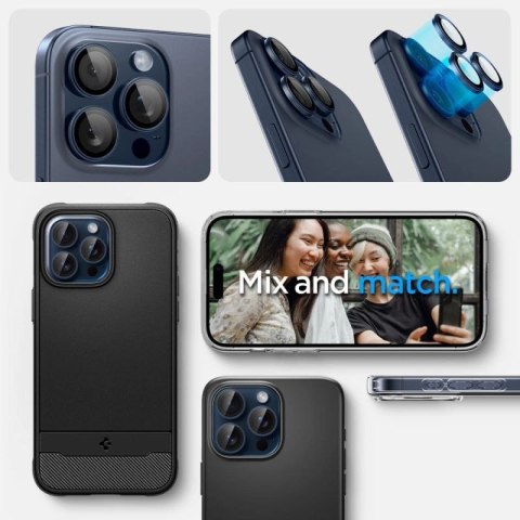 Osłona aparatu Spigen Optik.tR EZ Fit Camera Protector na iPhone 14 Pro / Pro Max / 15 Pro / Pro Max - tytan błękitny 2 szt. Spigen