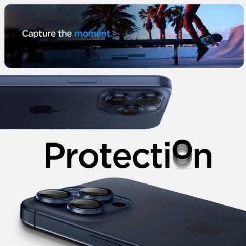 Osłona aparatu Spigen Optik.tR EZ Fit Camera Protector na iPhone 14 Pro / Pro Max / 15 Pro / Pro Max - tytan błękitny 2 szt. Spigen